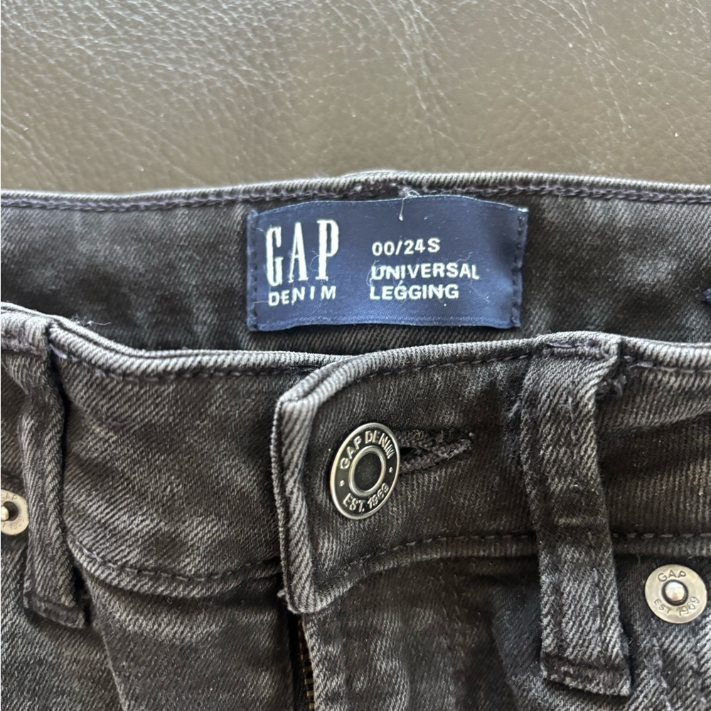 GAP Charcoal Black Universal Legging Jeans Size 00/24S - Picture 3 of 5